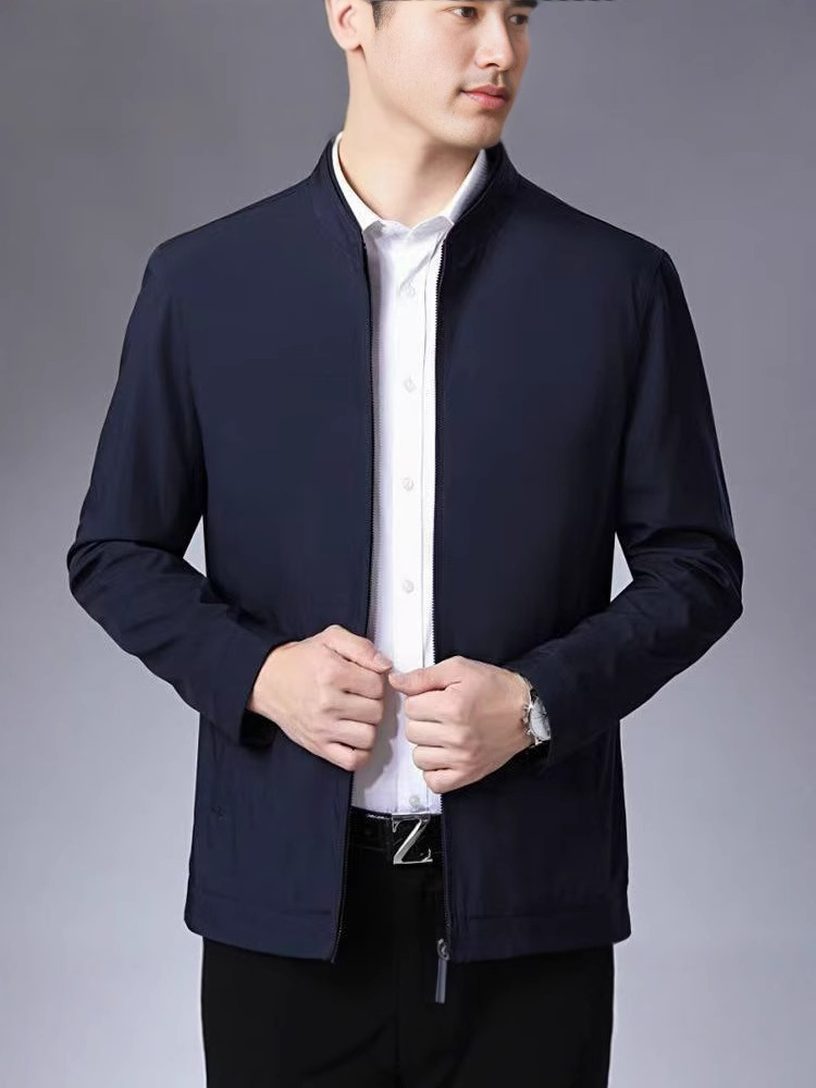 Spring and Autumn New Jacket Men's Coat Autumn Middle-aged Men's Clothing Dad Business Spring and Autumn Middle-aged Collar Top Leader