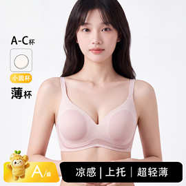 申江无痕春夏果冻条粉底液内衣软支撑聚拢小圆杯文胸带胸垫少女款