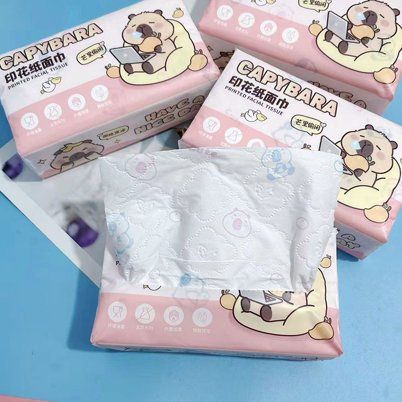 Printed Tissue Paper, Coffee-Colored Capybara Printed Tissue Paper, Household Large Pack Facial Tissue, Toilet Paper, Napkins, Toilet Paper