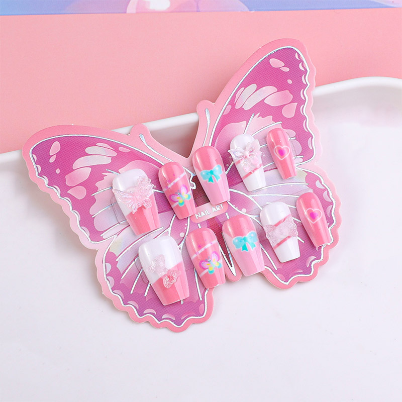 Nuevos productos hechos a mano para usar uñas mariposa parche de manicura mariposa accesorios de dibujos animados para usar uñas falsas tridimensionales terminadas