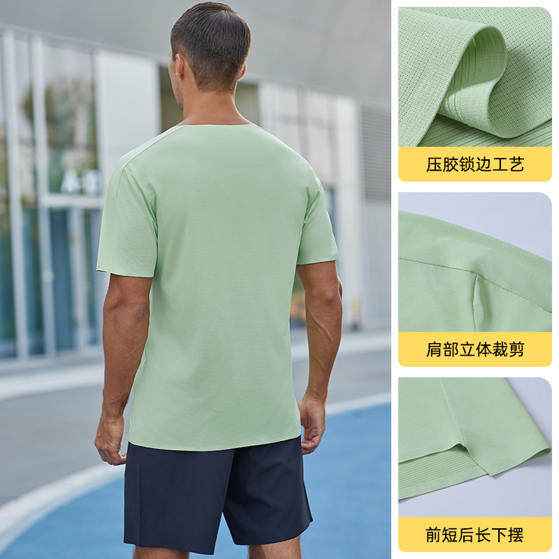 2026 ropa deportiva seca de velocidad hombres delgados atletismo manga corta elástica de gran tamaño presión pegamento Fitness carrera de manga corta hombres