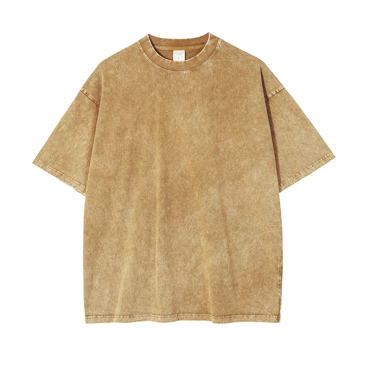 Nueva camiseta de manga corta para hombre, teñida con cera, estilo vintage, de marca americana de moda, retro, oversize, para parejas.