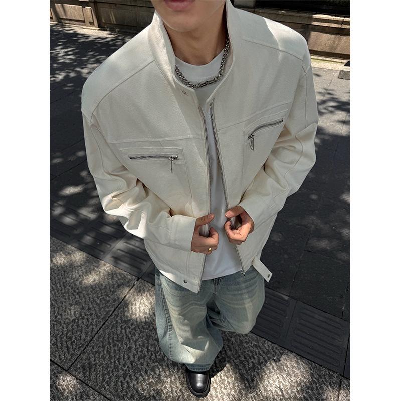 全棉水洗帆布美式高街大码立领工装夹克外套男J5260-特P85控148|undefined