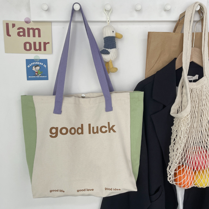 Bolsa de lona de las mujeres de un solo hombro color a juego macaron verano ligero transpirable de gran capacidad bolso de un hombro bolso de compras