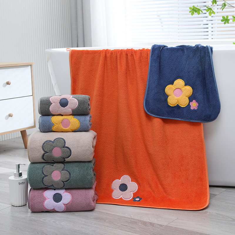 Household Coral Fleece Embroidered Towel Bath Towel Absorbent No Hair Drop for Men and Women Couple Adult Thickened Set Towel Bath Wrap Towel Household Coral Fleece Embroidered Towel Bath Towel Absorbent No Hair Drop for Men and Women Couple Adult Thickened Set Towel Bath Wrap Towel