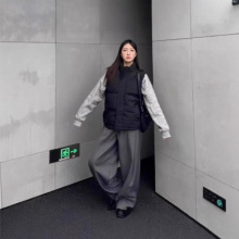 黑色棉服马甲女秋冬季2025新款外搭韩系马夹坎肩无袖棉服加厚外套