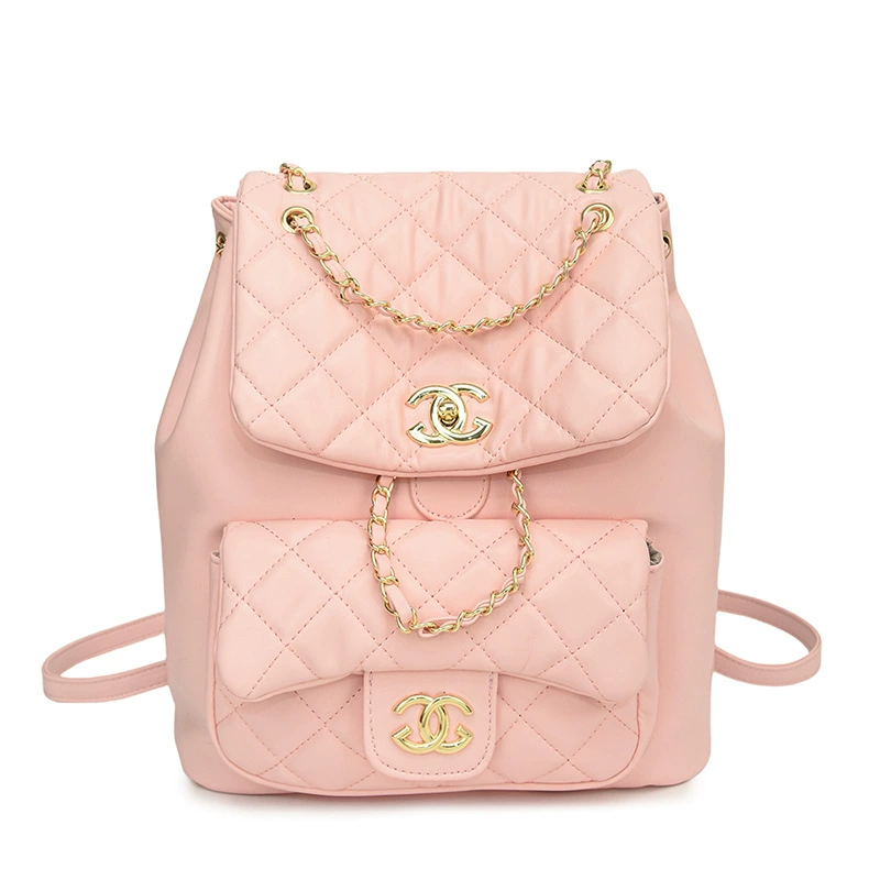 Стёганый рюкзак (в стиле Chanel) с цепочкой, вместительный городской, декоративная малая цепь