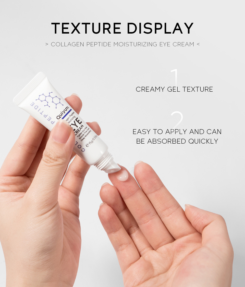 Cross-border QUIYUM Collagen Peptide Moisturizing Eye Cream 15g Hydrating, Moisturizing and brightening skin tone manufacturer's wholesale in stock undefined