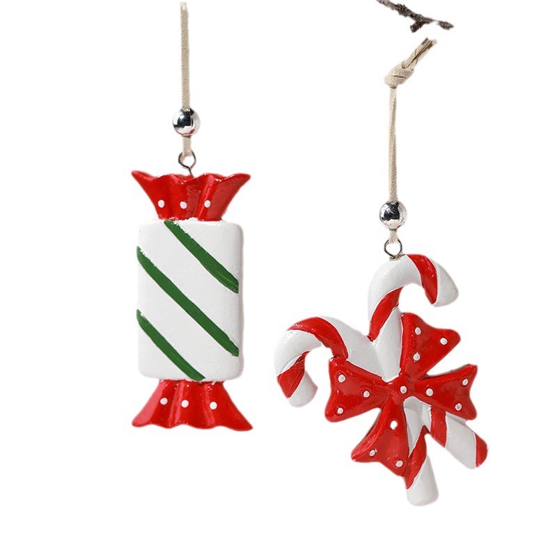 Nuevos productos transfronterizos de venta caliente de resina de color dulces colgantes de Navidad decoraciones de árbol de Navidad dibujadas a mano colgantes
