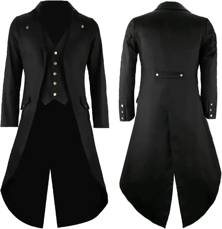 Men's Black Vintage Tailcoat Jacket Fancy Cool Cosplay Costume Robe Halloween Costume Cosplay