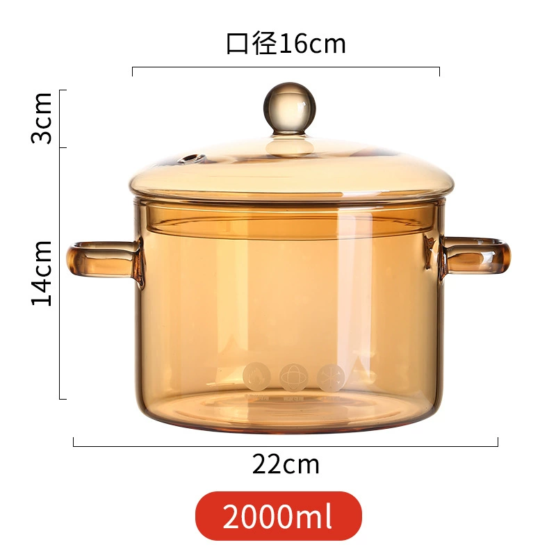 Стеклянная кастрюля-для тушения с высоким borosilicate стекла, прозрачная кастрюля для приготовления пищи, газ, огонь, высокая температура, маленькие горшочки, мини-кастрюля для супа