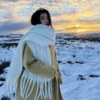 Solid and soft scarf--moonlight white