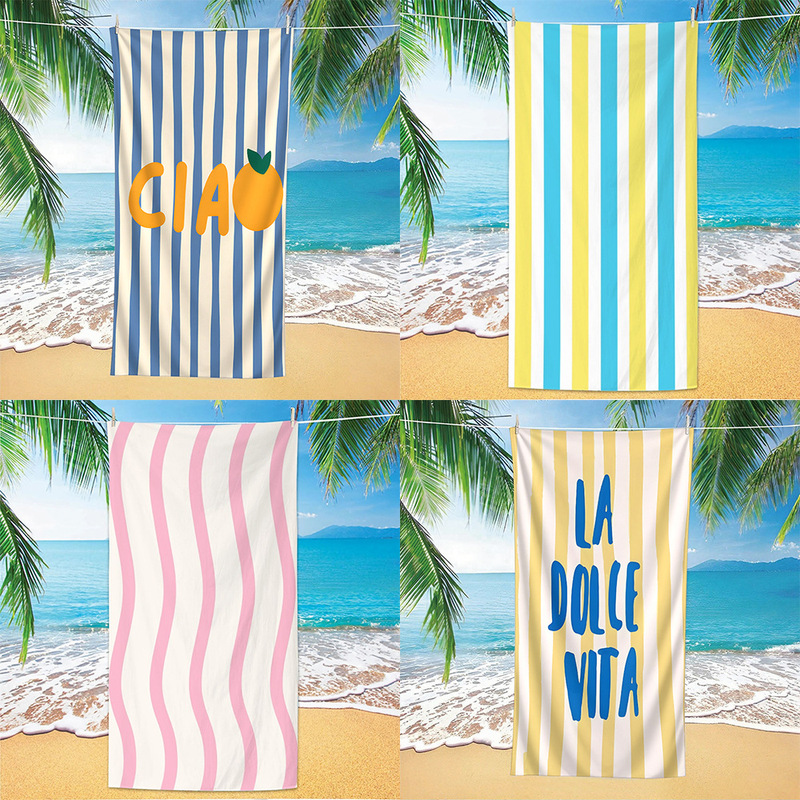 Cross-Border Exclusive Supply of Striped Beach Towels, High-Definition Digital Printing, Quick-Drying, Large Size, Soft and Absorbent Beach Bath Towels Cross-Border Exclusive Supply of Striped Beach Towels, High-Definition Digital Printing, Quick-Drying, Large Size, Soft and Absorbent Beach Bath Towels