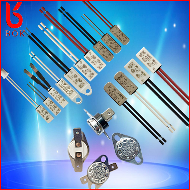 厂家定制针型KSD9700 常闭热保护器5A塑壳铜丝50-130度温度开关