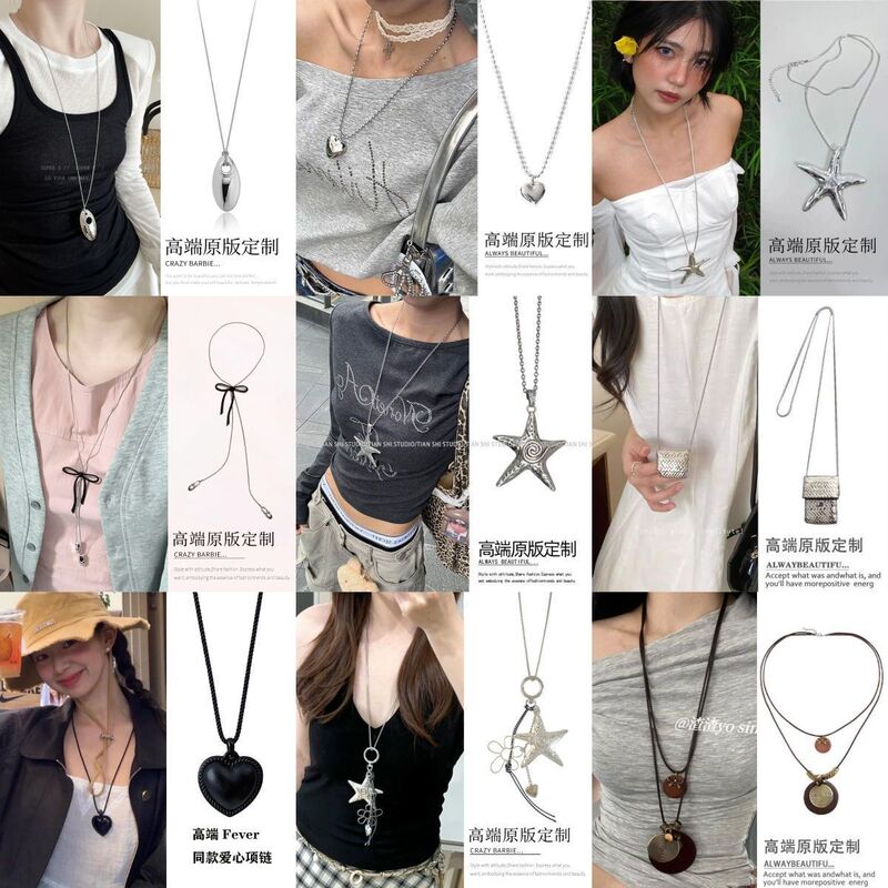 Korean Niche Design Bm-Style Silver Cross Necklace for Women, Long Chain, Punk Retro Y2K Neck Accessory, Trendy Korean Niche Design Bm-Style Silver Cross Necklace for Women, Long Chain, Punk Retro Y2K Neck Accessory, Trendy