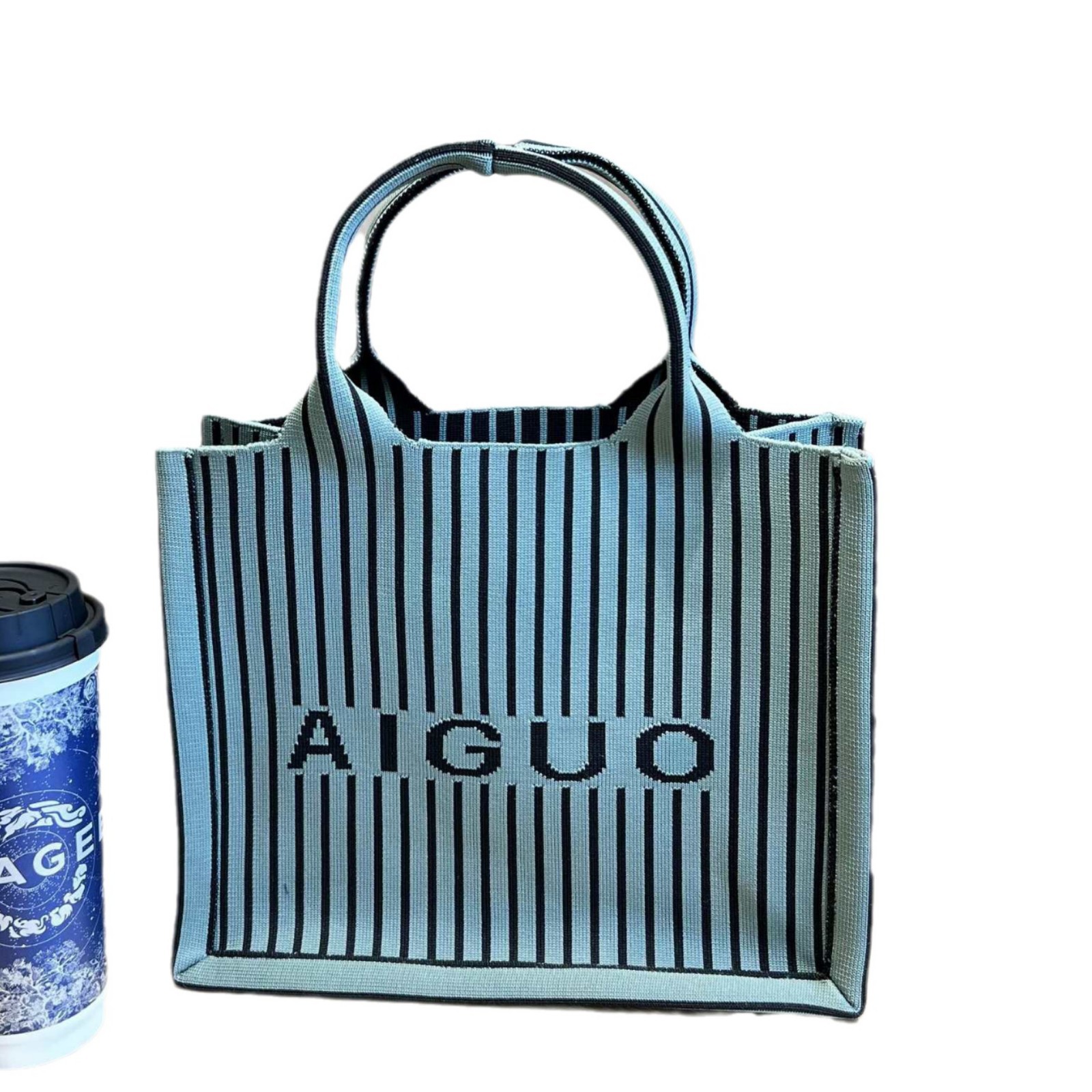 (2개) 국경 간 가을과 겨울 새로운 니트 핸드백 여성 유럽과 미국의 높은 가치 올 매치 대용량 니트 토트 백 숄더 백