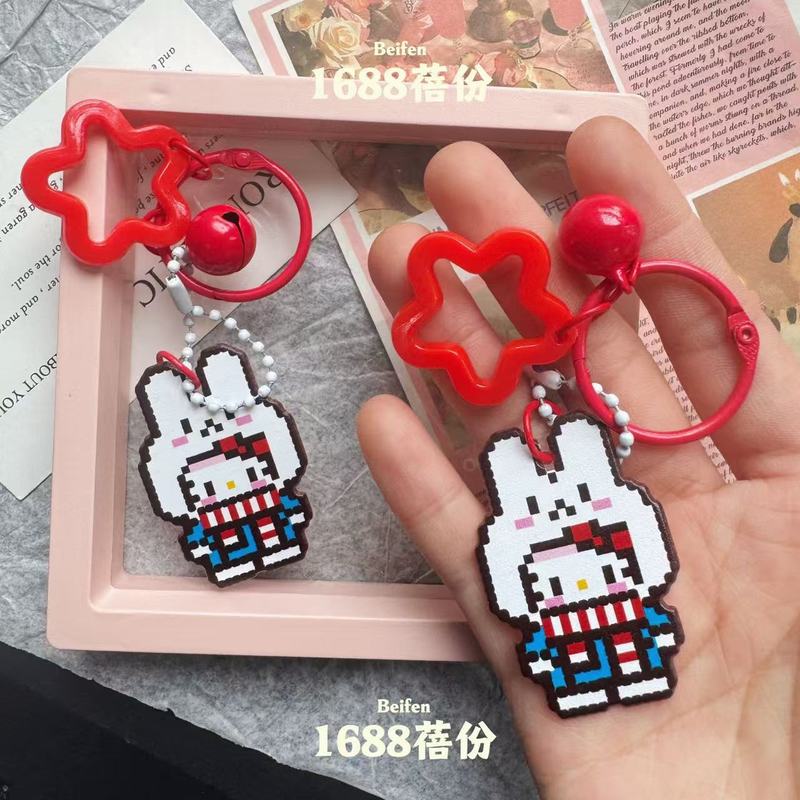 日本の漫画ピクセルバニーキティキーホルダーペンダント甘くてかわいいバッグペンダントアクリルペンダント|undefined