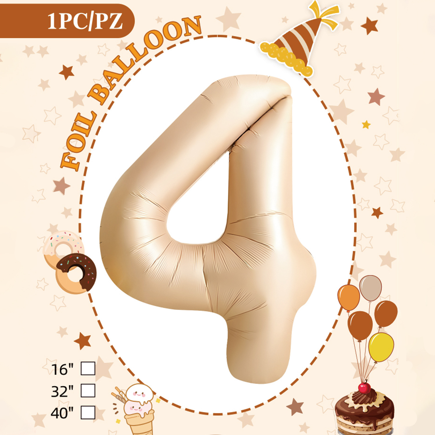 Embalaje de tarjeta de papel independiente digital de cumpleaños impreso en blanco de 32 pulgadas, decoración de fiesta de la versión estadounidense, película de aluminio, decoración de globos de papel de aluminio