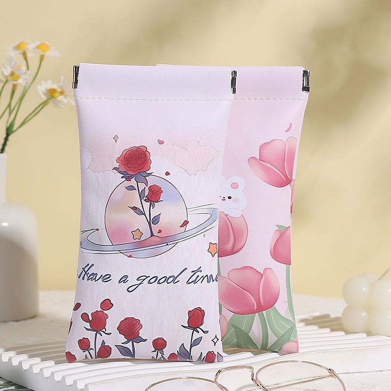 Loopy Ruby Ins Rose Daisy Portable Glasses Bag Automatic Close Light Sunglasses Portable Digital Bag