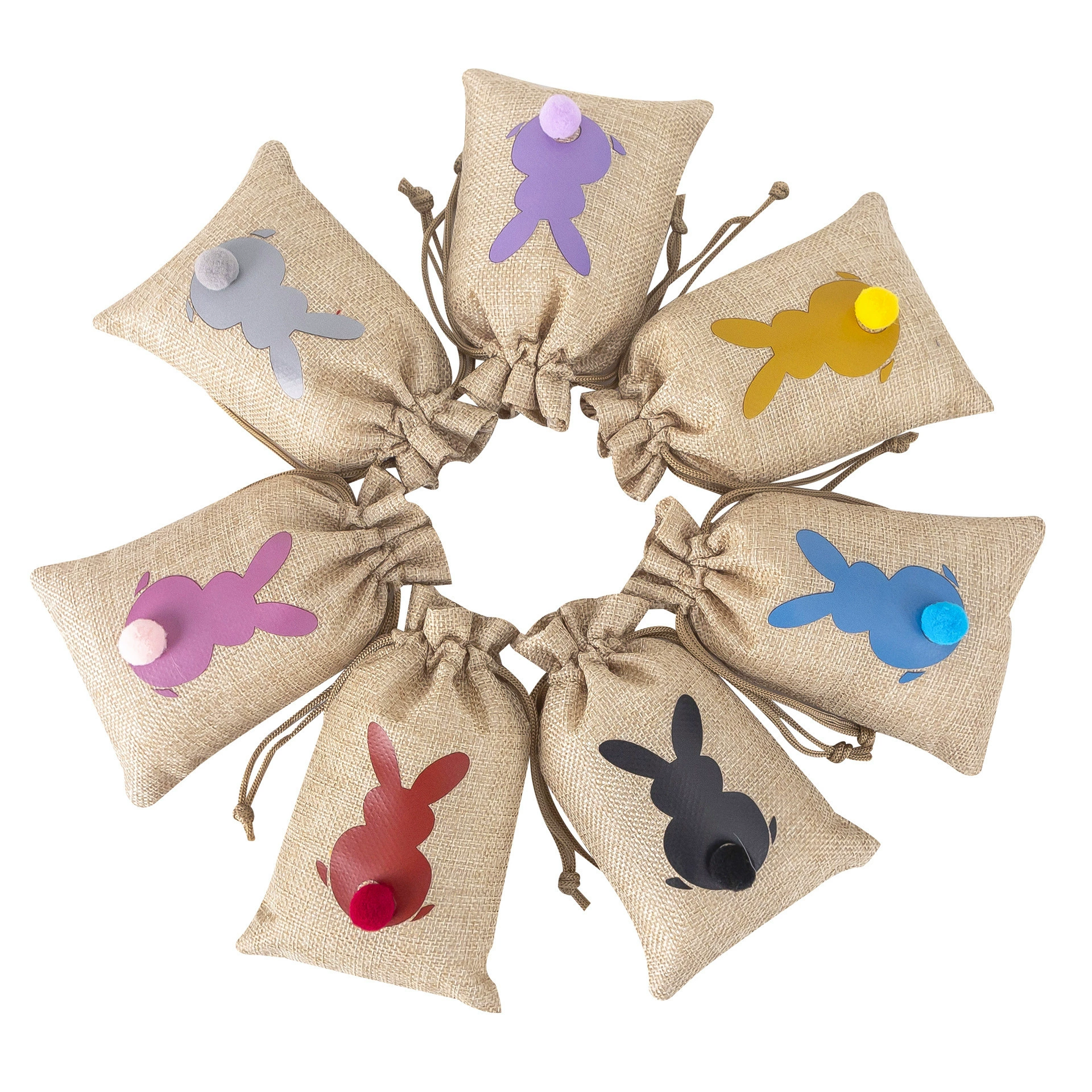 Пасхальная упаковка с кроликом, подарочный пакет с принтом логотипа для хранения, имитация льна, шнурок, карман с клапаном, брюки, рождественская сумка