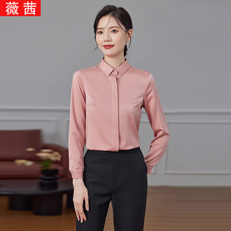 黑色衬衫女长袖打底时尚洋气职业内搭气质春秋装2024新款雪纺衬衣