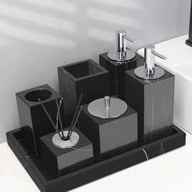 酒店大理石卫浴洗漱套装浴室五件套轻奢洗手台托盘样板房摆件