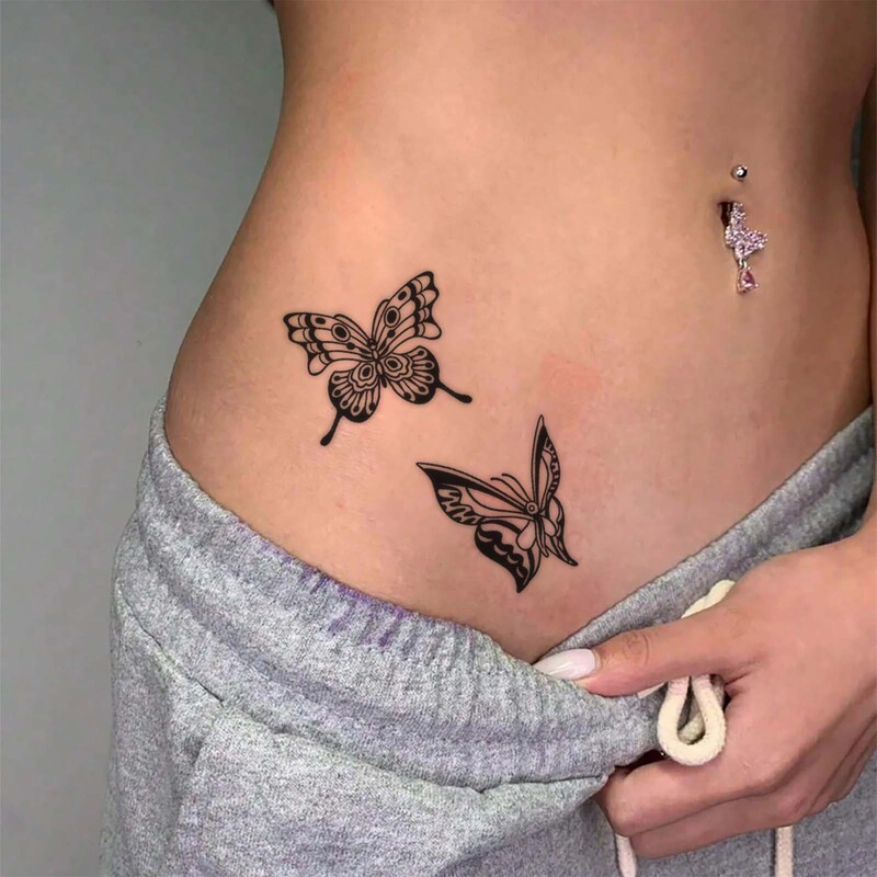 Cross-Border New Butterfly Tattoo Stickers Ins High-Looking Waterproof Long-Lasting Waist and Abdomen Sexy Sexy Temporary Tattoo Stickers