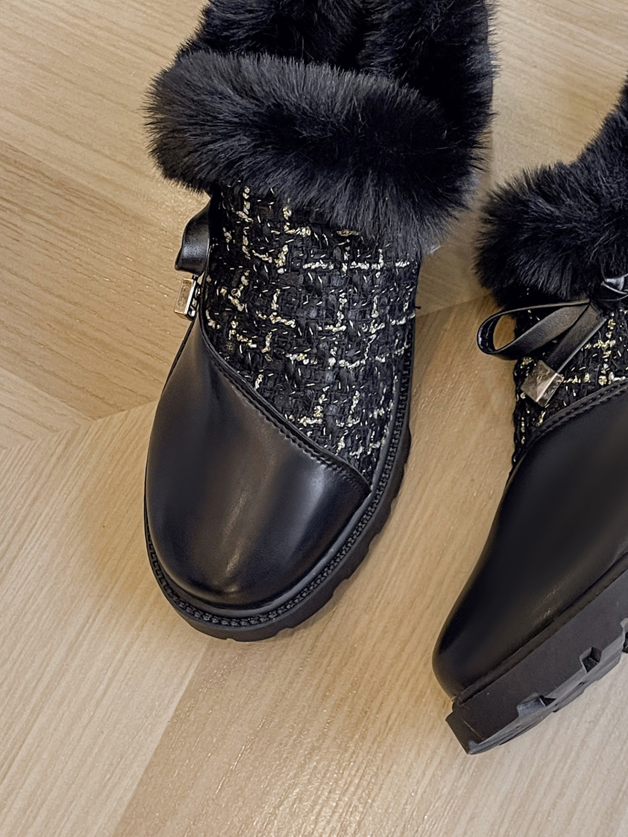 Autumn and winter new round head thick heel women's cotton boots and warm Martin boots_voghion.com