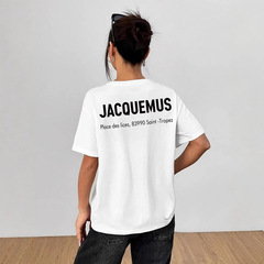 Hes春夏綿質吸汗通気シンプルファッション二列アルファベット柄プリントtシャツ
