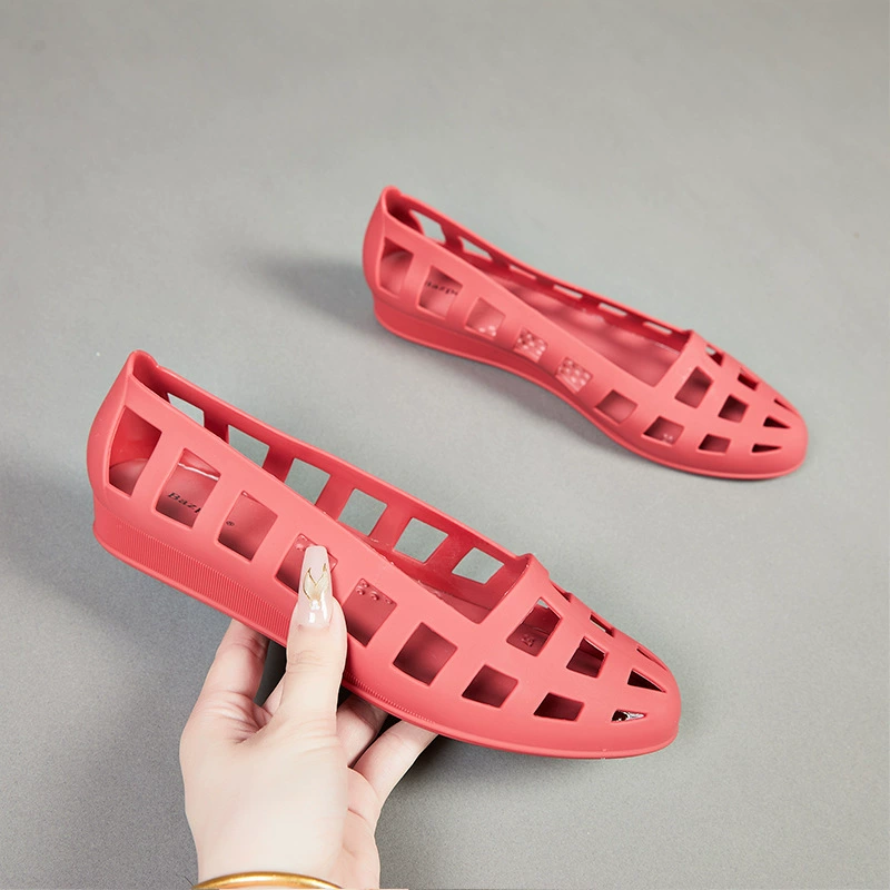 Туфли-желе для путешествий, балетки с неглубоким вырезом, квадратные сандалии из кристального ПВХ для улицы и повседневной носки, удобные туфли для танцев без застежек.
