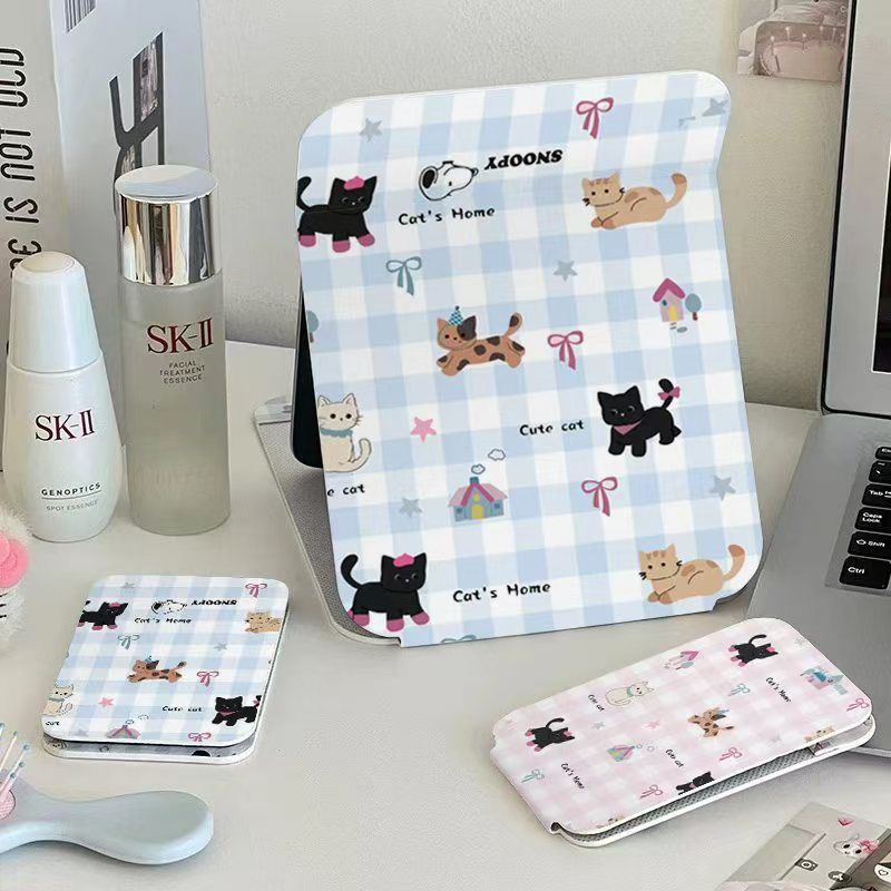 Espejo de maquillaje plegable, dormitorio de estudiantes, espejo de escritorio, espejo de oficina, espejo portátil