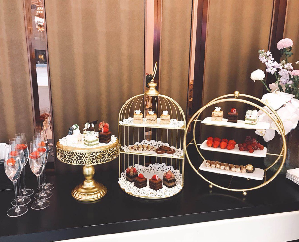 Estilo europeo té de la tarde Merienda stand creativo boda postre Mesa decoración postre pastelería pastel soporte de comida fría soporte de exhibición