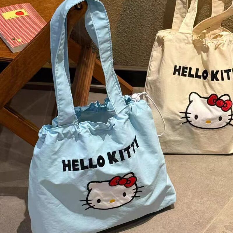 Hello Kitty Canvas Bag Cartoon Harajuku Peripheral Shoulder Bag Cute Girl Fashion Handbag Bag Shoulder Bag Ins