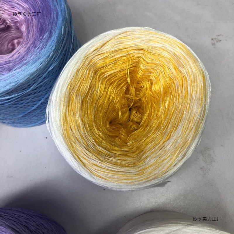 有机蕾丝绵混股妖精线手绕蛋糕线渐变长段染春夏披肩围巾毛衣线