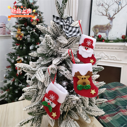 Suministros de decoración de Navidad Santa Claus calcetines pequeños colgante de árbol de Navidad calcetines de Navidad bolsa de regalo bolsa de dulces de Navidad