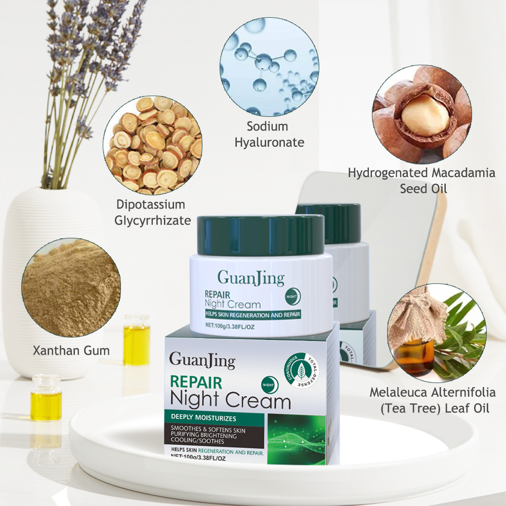 Éjszakai GUANJING növényi krém hidratáló, hidratáló és ragyogást fokozó arc öregedésgátló krém_voghion.com