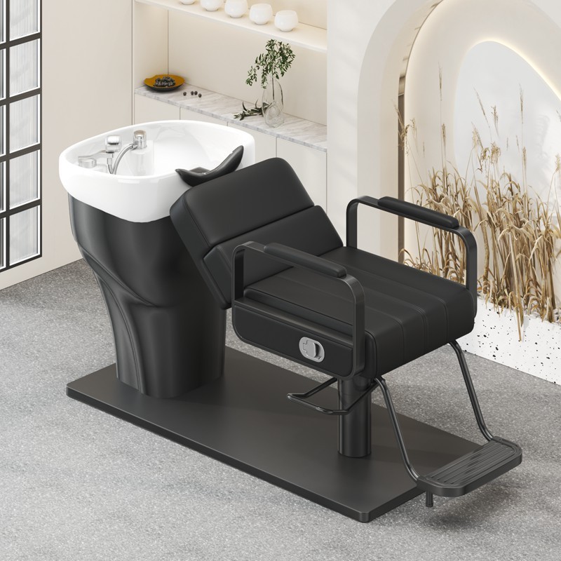 髪廊半横式洗髪ベッド理髪店の新型陶磁器盆美髪プレスベッド昇降調節背もたれ洗髪ベッド|undefined