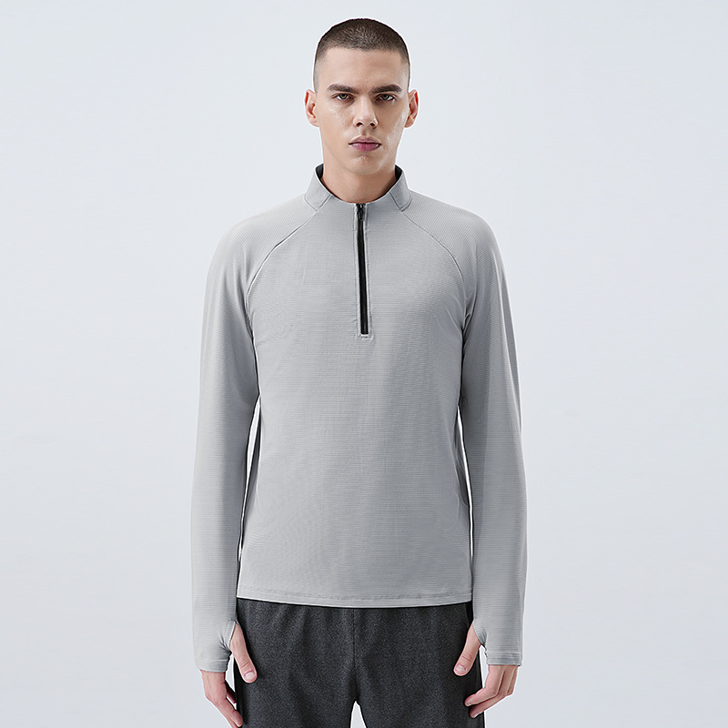 Nuevo otoño y invierno medio cremallera rápida secado de manga larga ropa de secado rápido hombre camiseta deportiva de ejercicio de bicicleta ropa de carrera