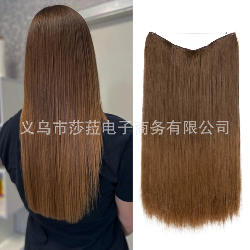 速卖通热卖一片式无痕接发假发片欧美热卖卡子发渔线发帘假发女|undefined