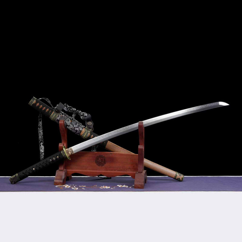 Leaf-Patterned T10 Steel Burned Blade Katana Japanese Sword Samurai Blade Sword Martial Arts Sword Katana Unsharpened