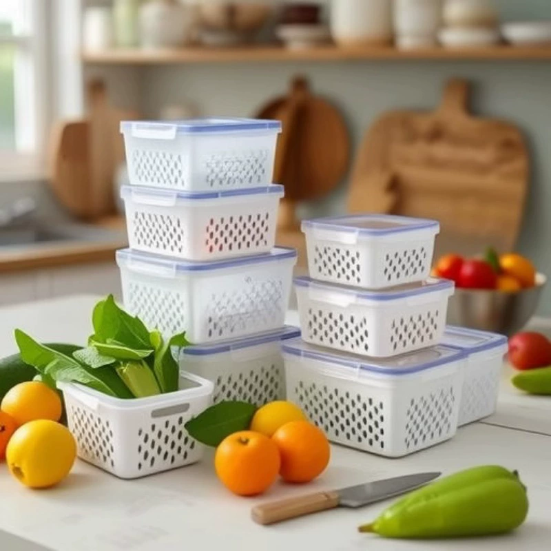 Temu Холодильник Коробка для хранения Домашняя кухня Коробка для хранения фруктов и овощей