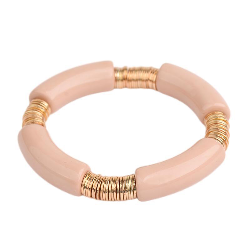 Round Pattern Women'S Gender Simple Style Classic Style Round Arylic Metal Beaded Bracelets Wholesale