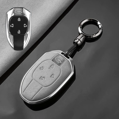Male gs8 New m6pro Case — Car key bag - chuanqi-c-four-key-tarnish-aluminum-alloy-light-gray-suede-convenient-buckle