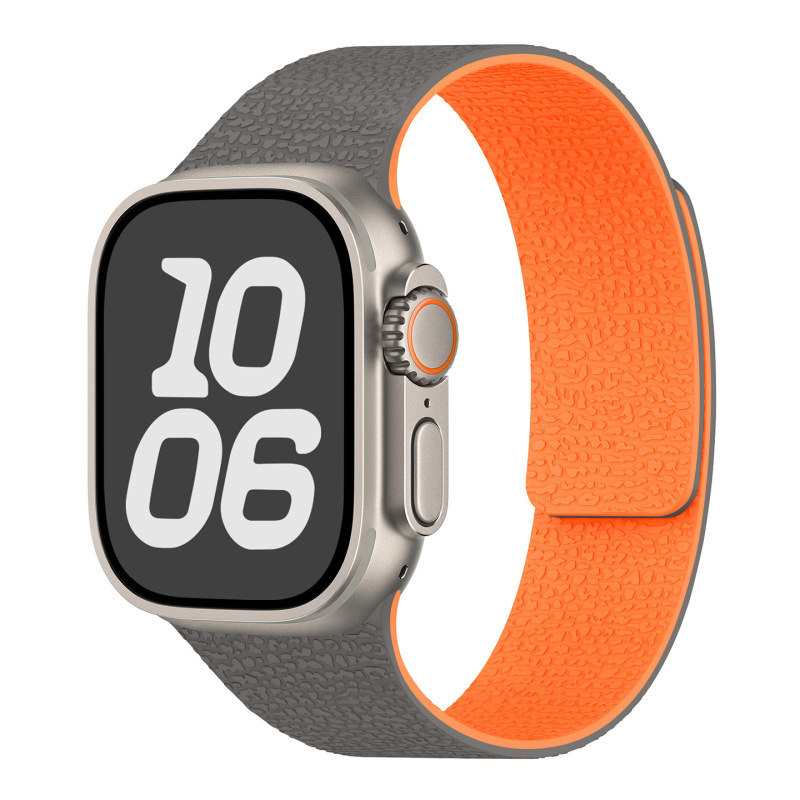 Apple Watch1-11世代/Ultra1-3/SE3に適しています。ライチ柄のソフト磁性シリコンストラップです。|undefined