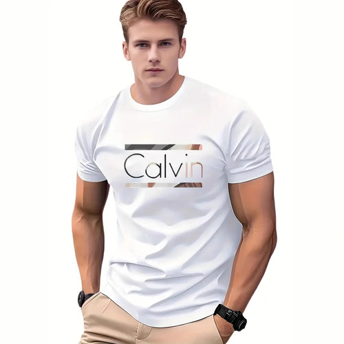 Cross-border European and American new TEMU fashionable trendy letter-printed men's crew neck mesh T-shirt