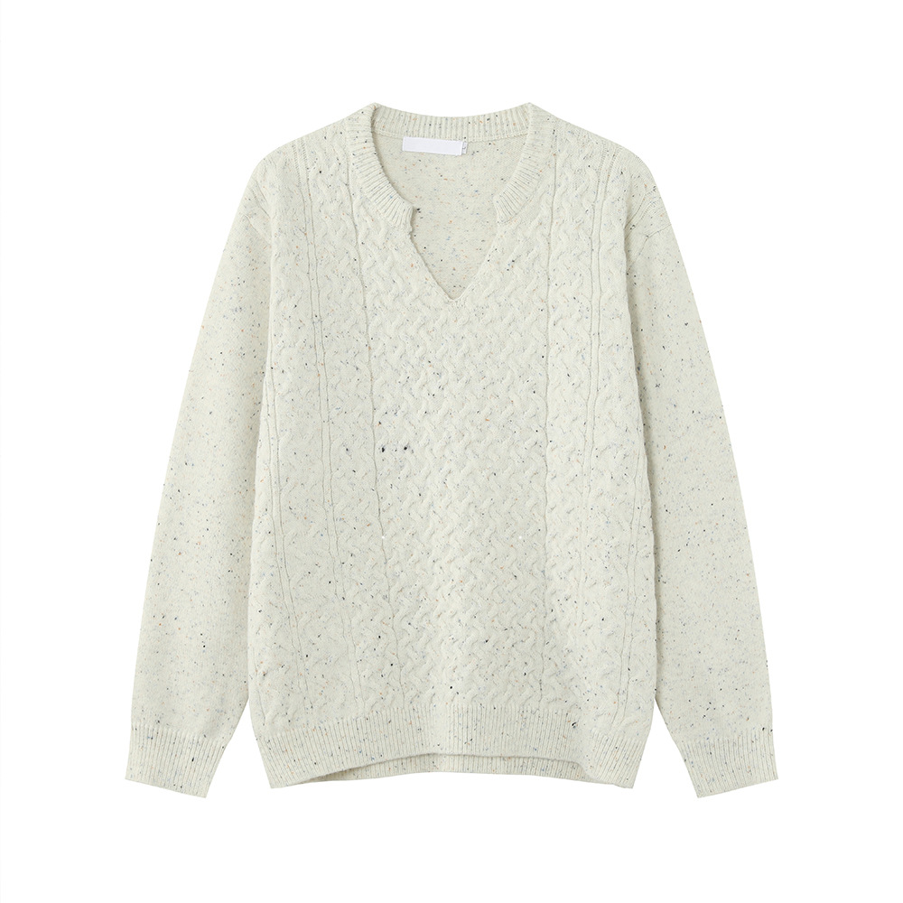 MTLCLOTHES Hombres| Retro viejo estilo corto V-collar torcido flojo hookah suéter de punto casual