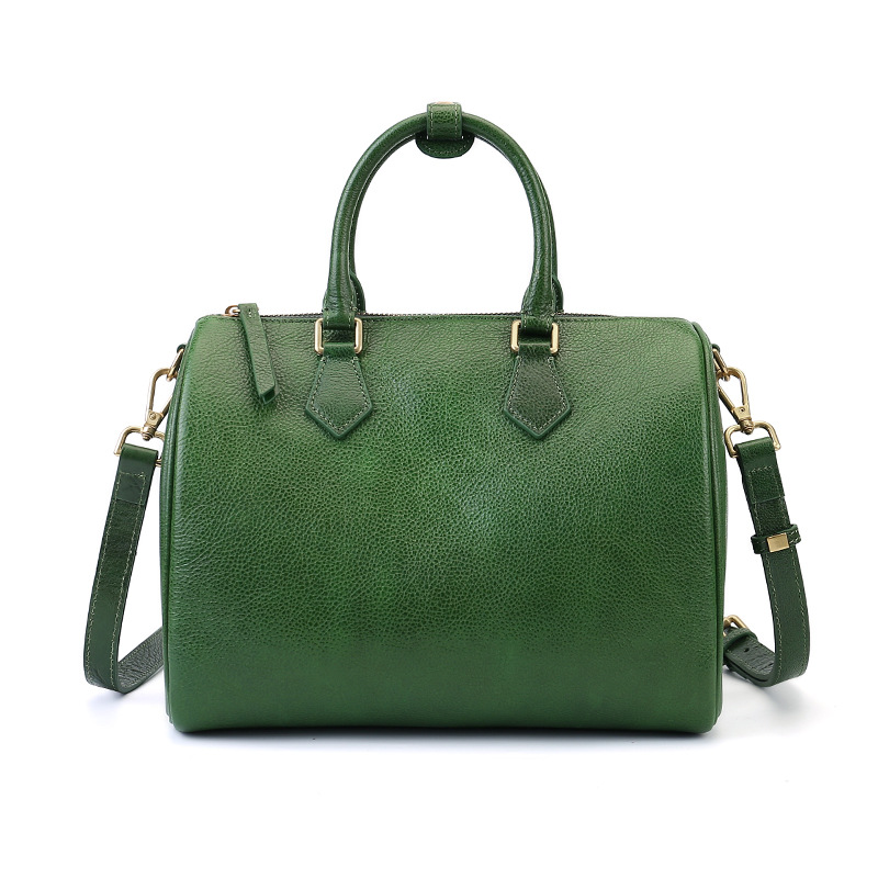 Retro Top Grain Cowhide Large Capacity Boston Handbag 2026 New Arrival Luxury Shoulder Crossbody Pillow Bag For Women - Thumbnail 7