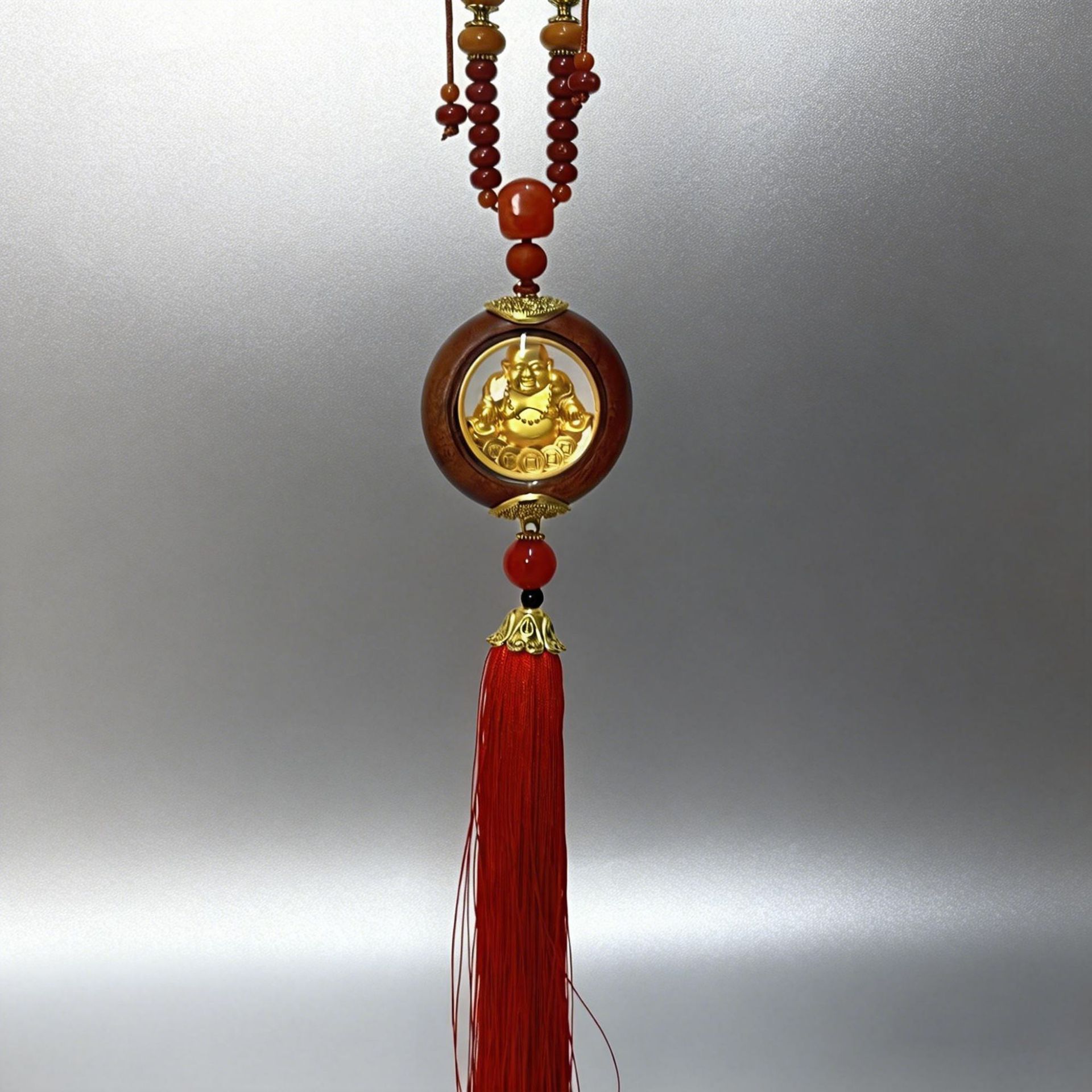 New Car Interior Decoration Pendant Made of Rosewood with Double-Sided Crystal for Office, Living Room, and Car Decoration