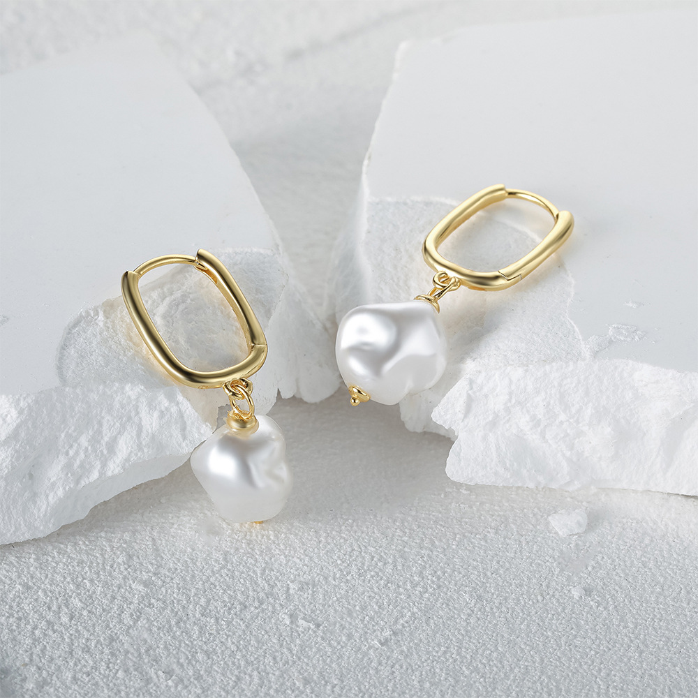 1 Pair INS Style Elegant Geometric Plating 925 Sterling Silver Imitation Pearl Drop Earrings display picture 4