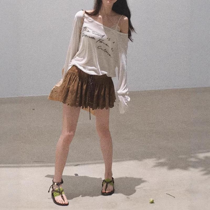 OAKMO/ "Dreams and Expectations" Ultra-wide Large Crewneck Wool Clear Sweater Sunscreen Sweater Air-conditioning Sweater